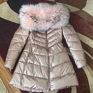 Puffer Coat with Rare Raccoon Fur Trim
